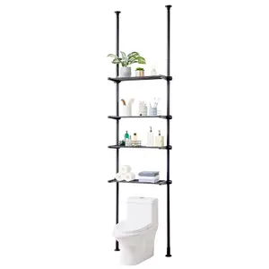 【fathersdaygift】VEVOR Over the Toilet Storage 4-Tier Bathroom Shelf Rack Space Saver Organizer, Adjustable, Bathroom Organizing Accessories