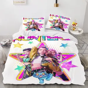 KPop Demon Hunters Printed100% Polyester Children 3D Children'S King Size Bedding Duvet Cover Set Cute Printed Cartoon Quilt Cover Home