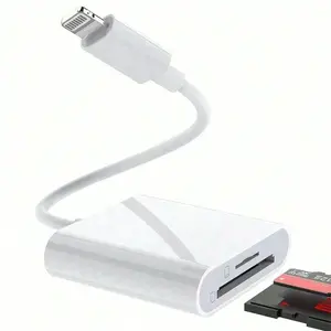 Dual Slot USB-C/lightning SD/TF Card Reader Adapter, Memory Card Reader, Portable Camera SD Card Reader, Plug and Play, Compatible with iPhone iPad Cameras