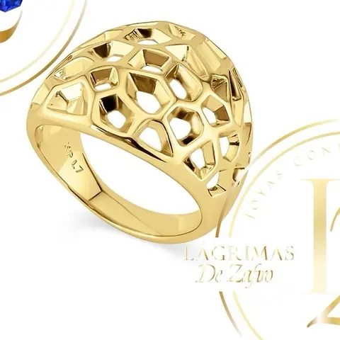 COD1007  Vintage Chubby Cut Ring for Women Gold-Tone Unique Cuban Chain Design with Sparkling Stones Jewelry Accessory