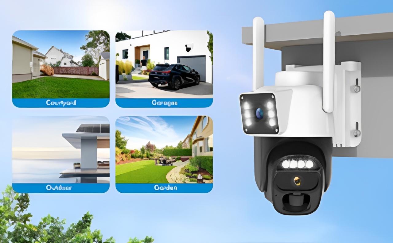 Hawkray 2K Solar Dual-Lens Security Camera: 360° PTZ, Color Night Vision, PIR Human Detection, IP66 Waterproof, Outdoor/Indoor Use, Two-Way Talk, Auto Tracking, Spotlight & Siren Alarm, WiFi/Cloud Storage​