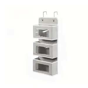 Door Hanging Storage Rack, 3 Layer Door Back Storage Rack, Space Saving Storage Organizer for Bedroom, Bathroom, Food Storage Room