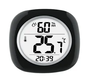 Taylor 6669386 Hygrometer, Temperature & Time Plastic Digital Thermometer, Black