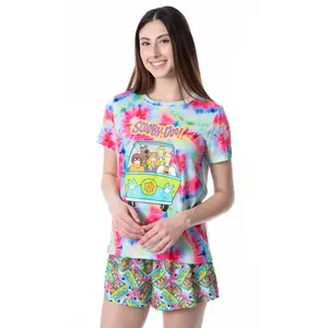 Scooby-Doo Womens' Mystery Machine Tie Dye Sleep Pajama Set Short