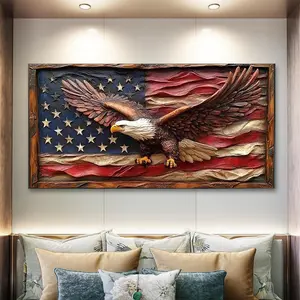 Eagle & Starry Flag Diamond Painting Kit, Mosaic Craft Set, Beginner Friendly 5D DIY Diamond Art Tool, Round Full Diamond Gemstone Gift, Wall Art Painting