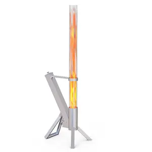 Segmart Pellet Patio Heater – Portable Smokeless Outdoor Fire Pit with 360° Glass Flame Tube, Wood Pellet Burning Torch for Patio & Camping | Black Friday Deal | Christmas Gift for Men, Couples, Outdoor Nights, No Propane Needed