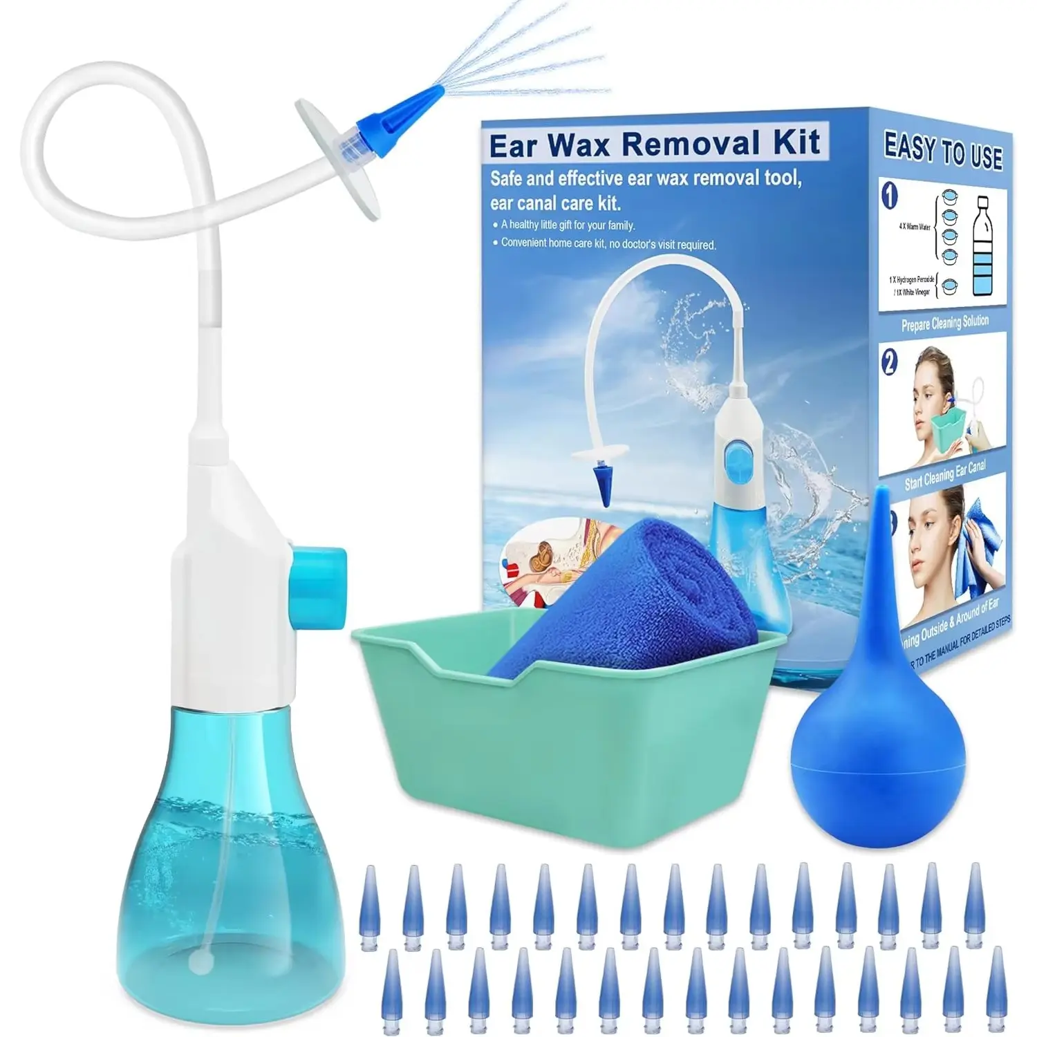 Ear Wax Removal Kit Earwax Remover Earwax Removal Tools Manual Ear Irrigation Flushing System Ear Cleaner For Adults Kids Elders Home Ear Washer