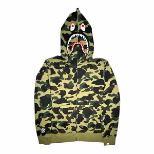 BAPE ABC Camo Shark Full Zip Up Hooded Sweatshirt Green