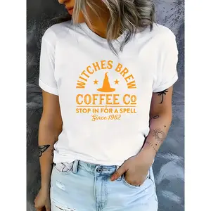 Print Crew Neck T-Shirt, Lovely Sweet Lady Graphic Simple Style Short Sleeve Casual Daily Tshirt, Unique Prints, For Summer & Autumn, Women's Clothing, Funny Gift