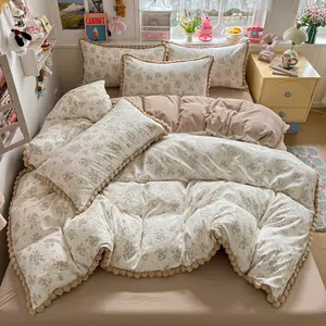 3-Piece Floral Bedding Set, Decorative Bedding Set, 100% Polyester Fiber, Soft Breathable, All-Season Use, Includes Duvet Cover + Sheet + Pillowcases