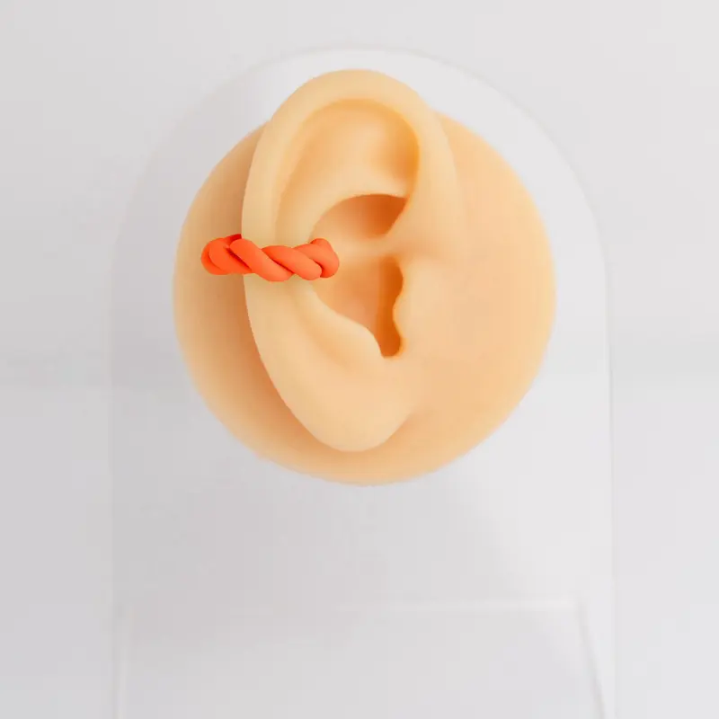 Breaded Clay Earcuff - Unisex Handcrafted Polymer Clay Textured Braided Design 2 cm Lightweight Waterproof Earring