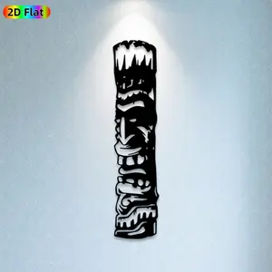 1pc Totem Metal Wall Art, Exotic Totem Statue Mural, Ideal Gift for Halloween, New Year, Tribal Decor Enthusiasts, Weather-Resistant Metal Wall Decor Wall Sculptures, Perfect for Outdoor Wall & Garden Fence, Unique Ethnic Style Decor