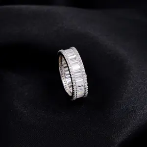 Iced Baguette Eternity Band Ring - 925 Silver