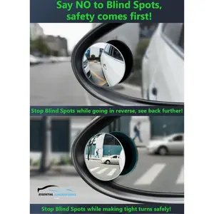 Blind Spot Car Mirror 2 Pack-2 Inch Round Rear View Convex Mirrors for Cars/SUVs/Motorcycles/Trucks/Trailers/Snowmobi les/Bicycles/RVs/Boats/Golf Carts with Rust Resistant Frame-HD Real Glass