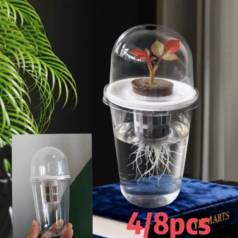 Hydroponic Planting Kit for Tomatoes, Peppers, and Delicate Plants, Transparent Plastic Cylinder, Automatic Watering System, Root Observation, Hydroponics Growing System