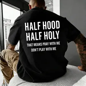 Half Hood Half Holy Pray T-Shirt – Casual Street Style Cotton Tee for Men & Women, Trendy Urban Fashion, Perfect Gift for Him & Her, Must-Have Streetwear