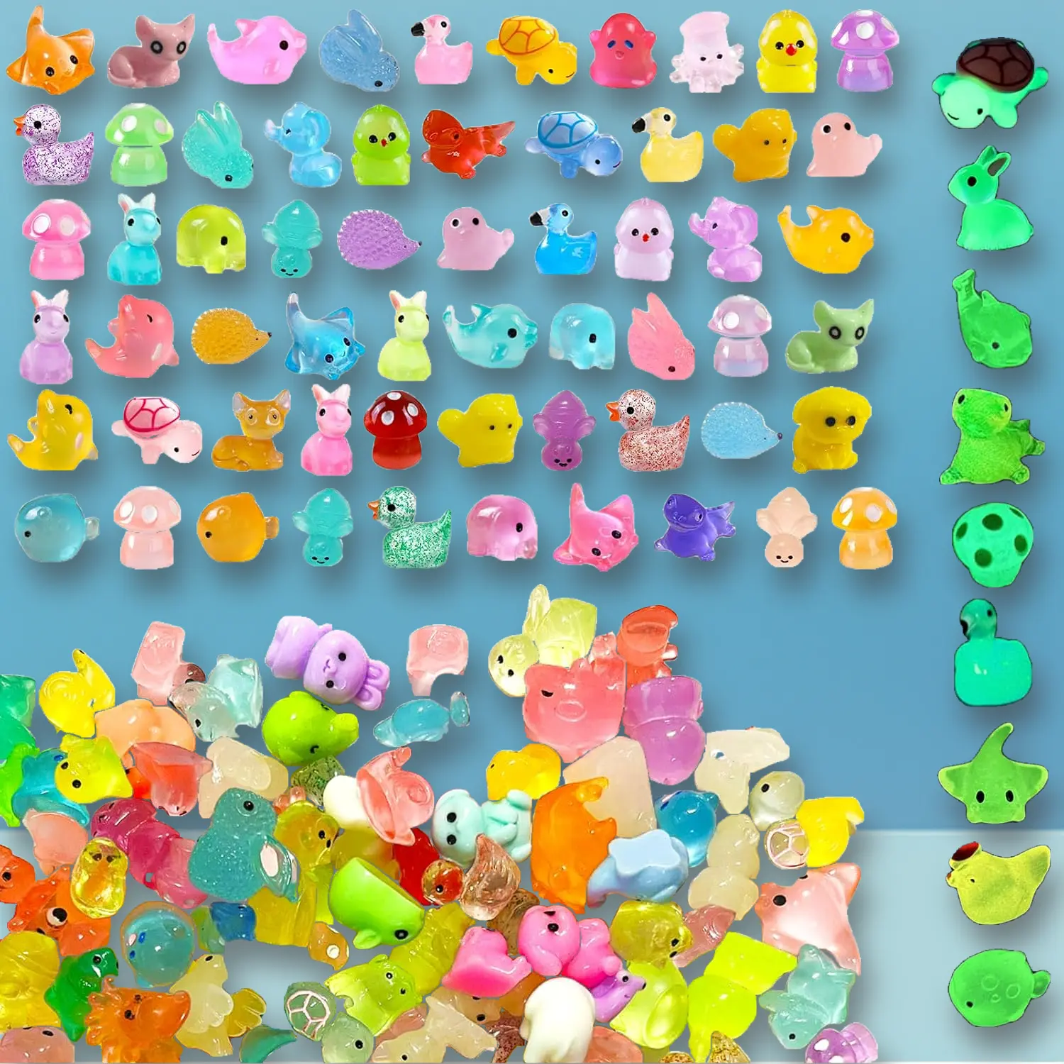 200 Pcs Round Mini Resin Animal Toys Bulk, Tiny Kids' Figures for Micro Landscape, Educational Shape Sorter Dollhouse Accessories