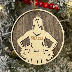 Personalized Custom Engraved All Wood Cheerleader Tumbler Gymnastics Spotlight Ornament. Handmade Keepsake Item-Christmas Wooden Decoration Gift Decor