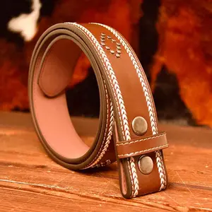Western Vintage Leather Knitted Line Belt Costume Decoration