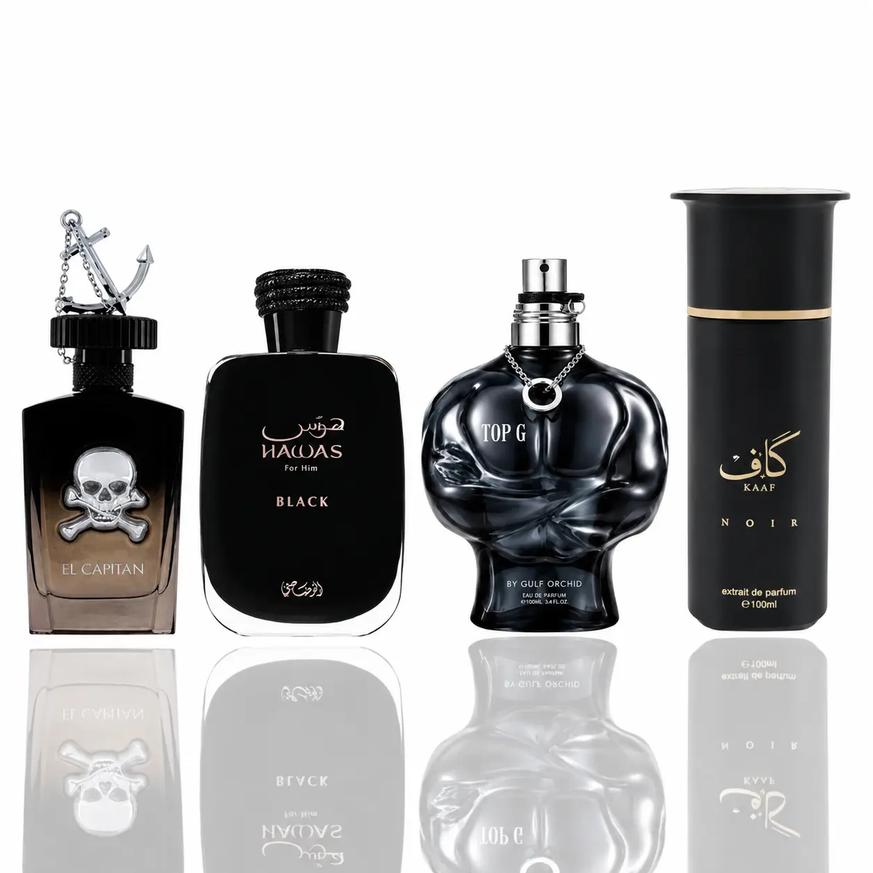 Unisex Fragrance 4-Piece Bundle - El Capitan, Hawas Black, Top G, Kaaf Noir