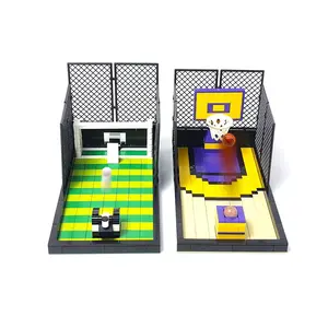 Basketball & Football Court Shape Building Blocks Set Toy, Basketball & Football Field Assembly Buildings Model Toy, Birthday Gift