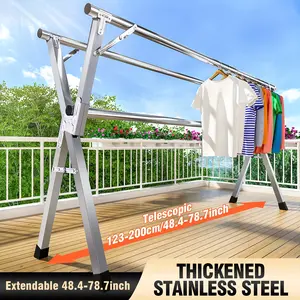 Clothes Drying Rack 63"Retractable Folding Outdoor Indoor Durable Metal Collapsible Foldable Laundry Drying Rack Heavy Duty Stainless Steel Clothesline