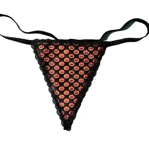 Womens PUMPKINS Jack o Lantern Halloween Costume String Thong Lingerie Underwear Cotton Womenswear