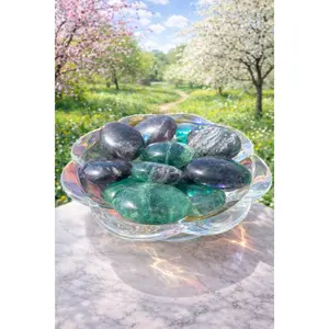 Green Feather Fluorite Crystal Energy Palm Stone