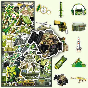 50 Sheets Military Equipment Camouflage Cool Personality Creative Decorative DIY Sticker for Scrapbook, Suitcase, and Phone Case
