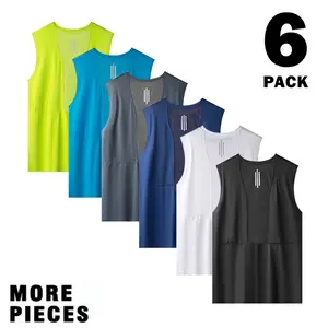 Pack of 6 – Men’s casual athletic tank tops, hiking and outdoor leisure shirts, lightweight quick-dry sleeveless fitness T-shirts, suitable for everyday workouts, running, cycling, fishing, and basketball training.