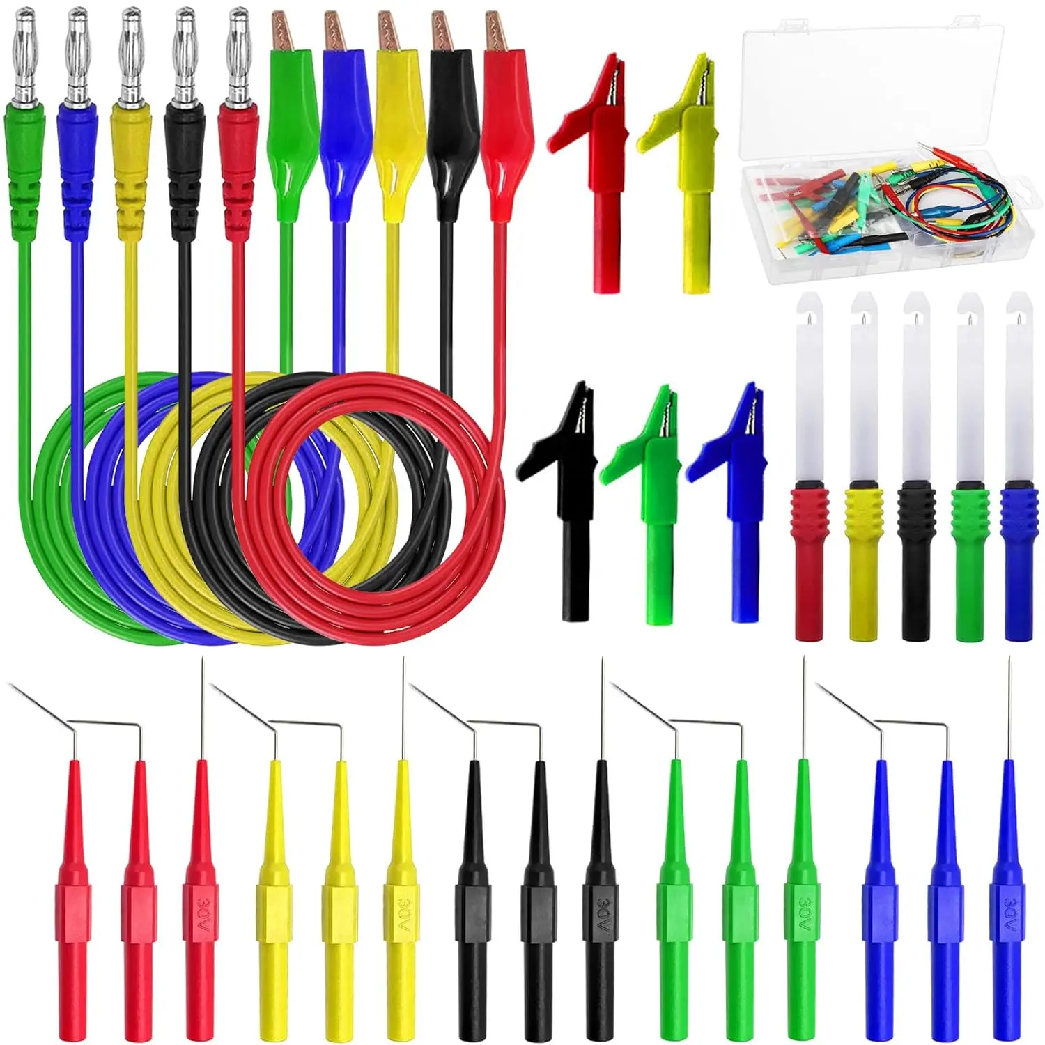 31 count  Probe Kit, Banana Plug to Copper  Clip Automotive Test Leads Set, Insulation Wire  Probes, Test Wires for  Repairing Diagnostic Circuit Testing (30)