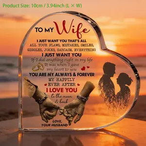 To My Wife Acrylic Heart Plaque - Romantic Sentimental Gift for Anniversary, Birthday, Wedding, Valentine's Day - I Love You Keepsake Home Decor farmhouse washroom bathroom toilet outdoor sign easter dad hone wall art bar gardening flat library cafe rule