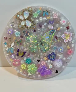 Handmade Magic Butterfly Squishy Sensory Pad Holographic Bead-Filled Silicone Fidget for Anxiety Stress Relief Skin Picking ADHD OCD 5 Inches Made in USA