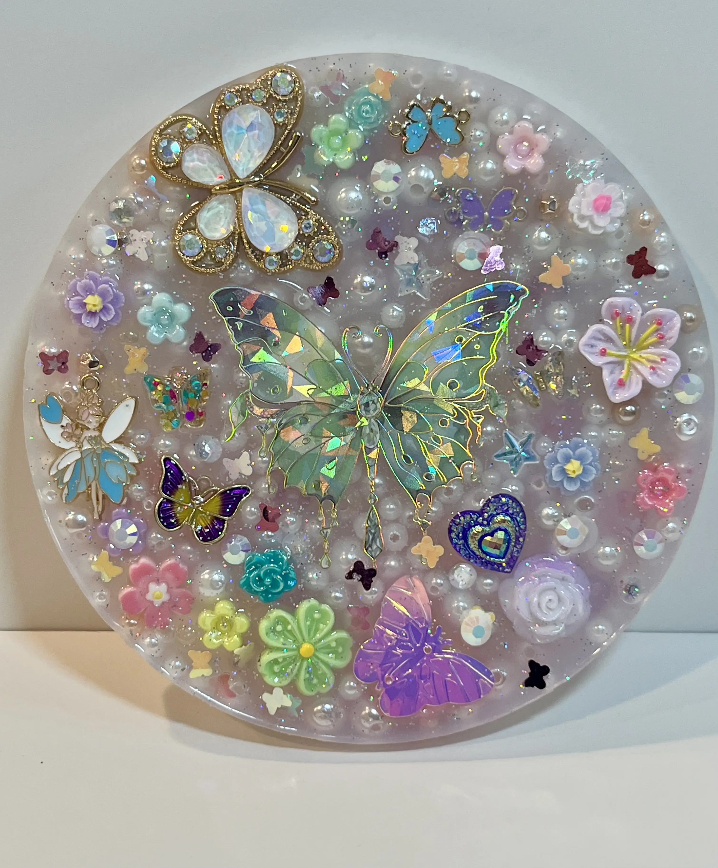 Handmade Magic Butterfly Squishy Sensory Pad Holographic Bead-Filled Silicone Fidget pad