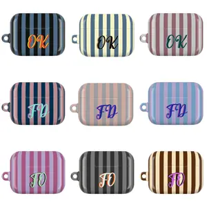 Personalized Vertical Striped Initial Name AirPods Case, Custom Monogram Wireless Headphone Cover for AirPods 4 Airpods 3 AirPods 1st Gen 2nd Gen Airpods Pro 2 AirPods Pro Gen 3