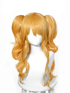 Citrus-Scented Blue Gen Yuzu Cosplay Twin Tail Wig, Long Curly Hair, Big Waves, Full-Head Wig, Perfect for Anime & Costume Parties