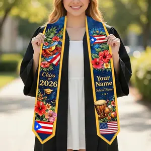 Personalized Puerto Ricans Flag Graduation Sash, Custom Puerto Rico Graduation Stole, Grad Gift for Friend, Daughter Gifts, Class of 2026