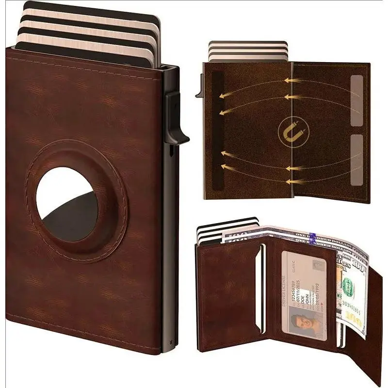 Leather AirTag Wallet with RFID & GPS Tracking