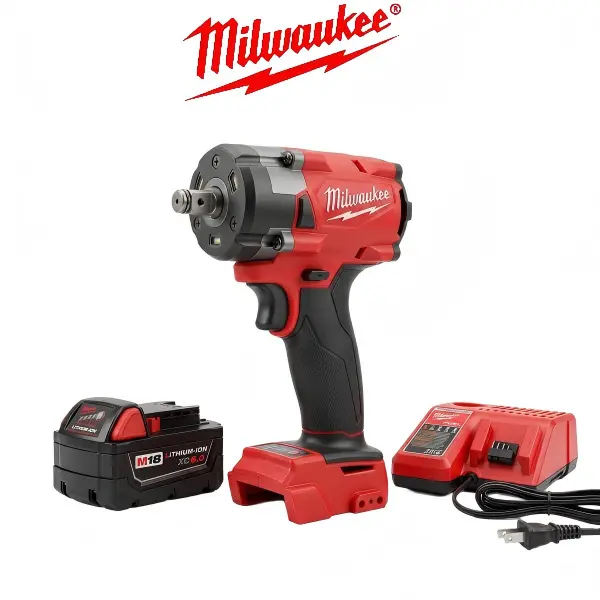 Milwaukee 1/2-in Brushless Cordless Impact Screwdriver with Ball Detent Lock - 4 Configurable Kits, Lithium Battery, Charger, Square Drive DIY Power Tool for Auto Service Bolt Tightening, Brushless Impact