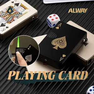 Men's lighter, green flame lighter, inflatable butane lighter, cool windproof design, metal material, suitable for indoor and outdoor use (Butane Gas Not Included)