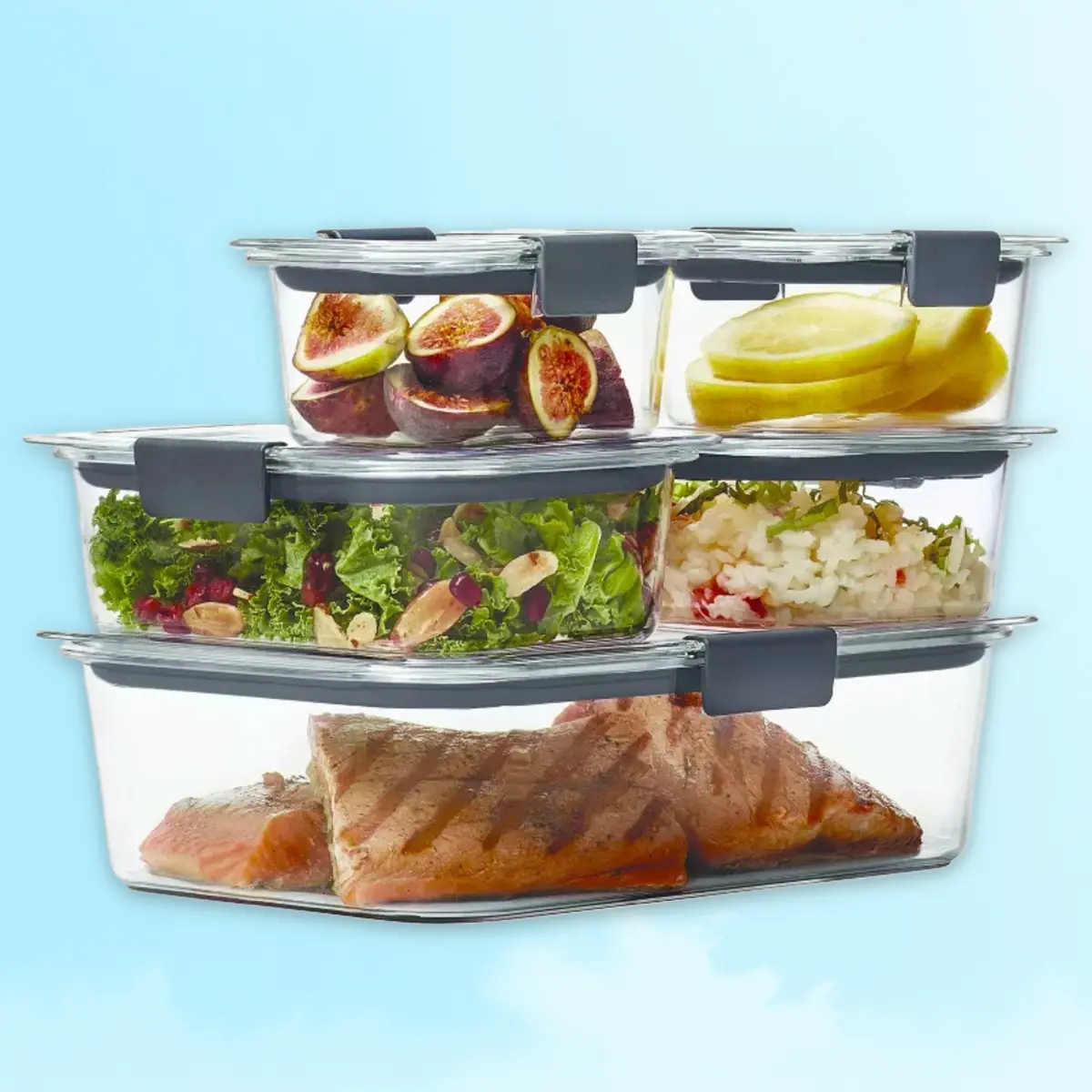 Rubbermaid 10pc Brilliance Leak-Proof Food Storage Containers - Leak-Proof Food Storage, 10pc, Airtight Lids, for Kitchen, Dishwasher Safe, BPA-Free