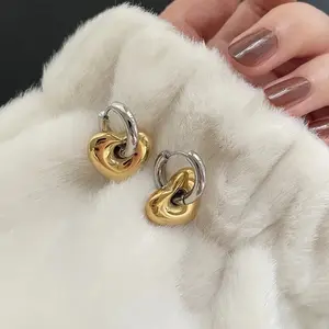 Heart drop dangle earrings-Stud Earrings And Gold Knot Stud Earring,18K Real gold plating brassjewelry for women,Gold Geometric Dangle Earrings jewelry non tarnish