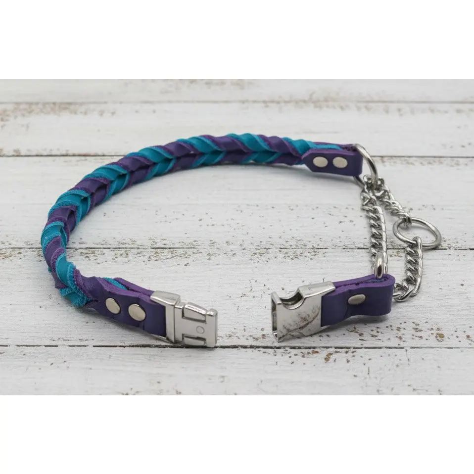 Dog Braided Leather Martingale Collar - Non-Adjustable, Quick Release, Anti-Escape Basic Collar, Anti-Escape Basic Collars, Escape-Proof Basic Collars
