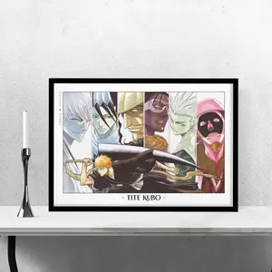 Bleach Captains Art Print, Ichigo Anime Poster, Tite Kubo Manga Wall Decor, Gift for Anime Fans