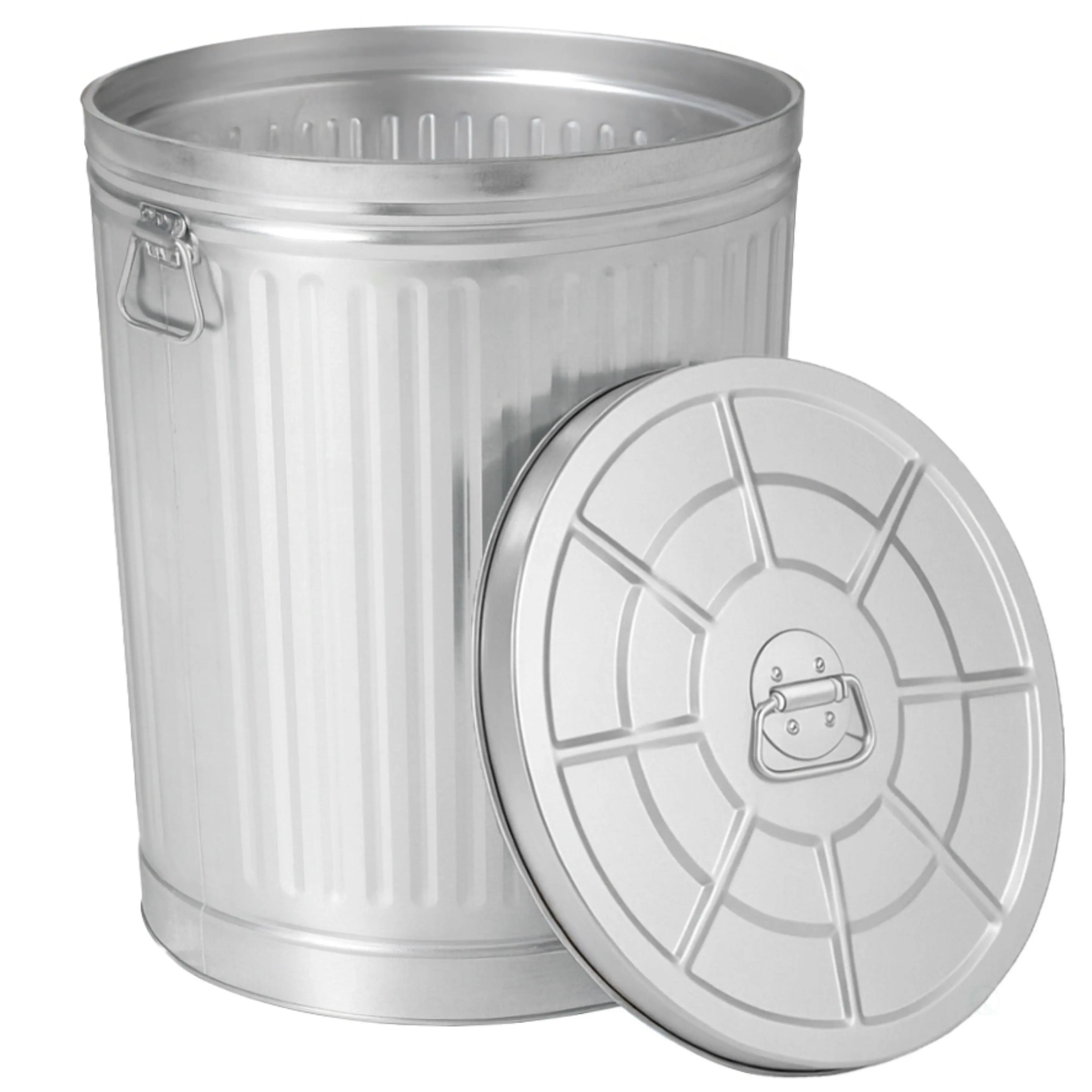 Gardenised QI004756 Gardenised Round Galvanized Steel, 26 Gallon Trash Can with Lid - Weather-Resistant Garbage Can for Indoor and Outdoor, 28-inch