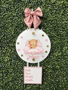 Baby Bear Birth Stats Hanging Door Sign