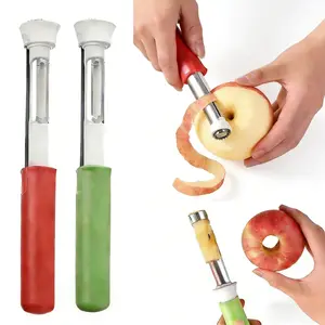 2 in 1 Apple Corer & Peeler,Stainless Steel Fruit Corer,Apple CoreRemoval Tool, Sharp Blade,Remover for Apples Pears BelPeppers,Easy Kitchen Gadget for Cooking Slicer