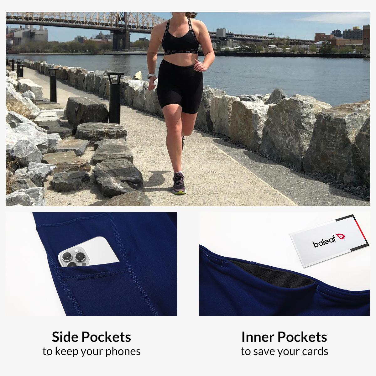 baleaf Women's 5" Biker Shorts High Waist Yoga Compression Spandex Volleyball Workout Running Shorts with Pockets