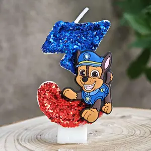 Paw Patrol Candle Number 0-9 Baby Birthday Cake Candle Decoration Paw Patrol Birthday Party Cake Topper Baby Shower Decor Gift Cake Decorating Supplies