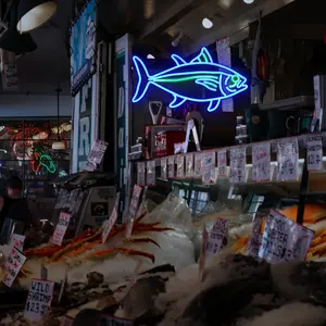 1pc Tuna Neon Sign - Vibrant LED Fish Artwork Dimmable Wall Decor for Bedroom, Living Room, Restaurant & Office Perfect Birthday Gift Idea